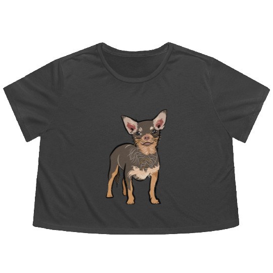 Brown chihuahua dog | chihuahua dog lover Flowy Cropped Tees