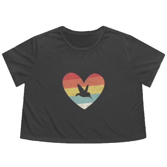 Bird watching Hummingbird Heart (Gift) Flowy Cropped Tees