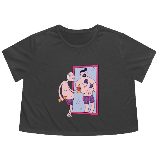 old man looking in the mirror sexy good looking Flowy Cropped Tees