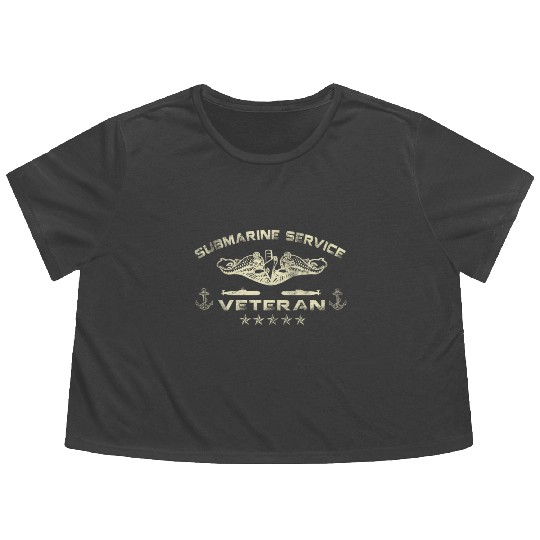 Vintage US Navy Submarine Service Veteran Flowy Cropped Tees