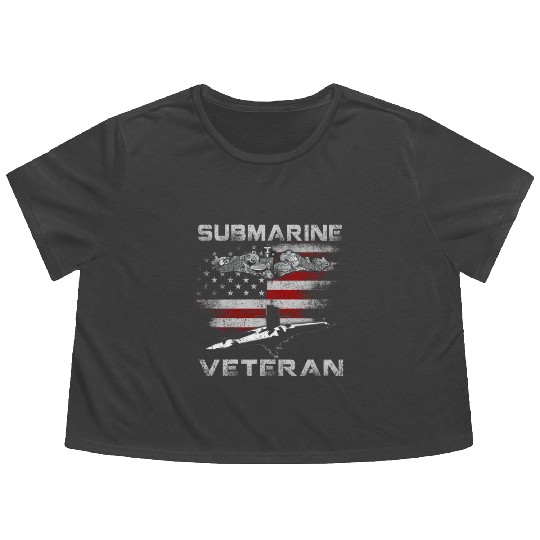 Vintage US Navy Submarine Service Veteran Flowy Cropped Tees