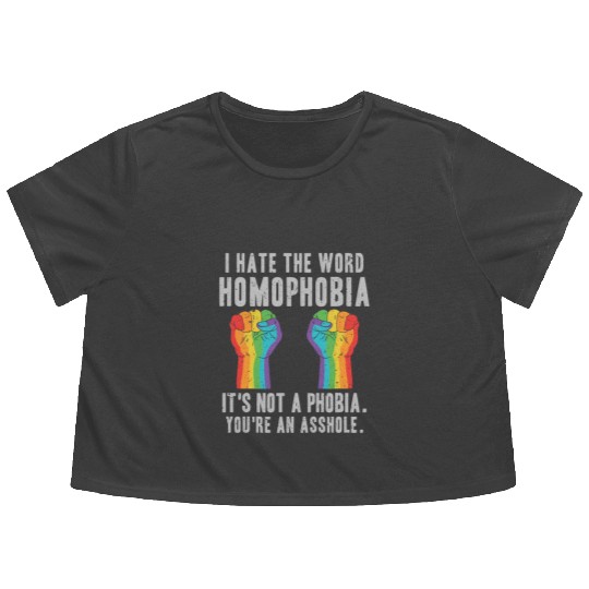 LGBT Homophobia Is Not A Phobia Youre an Asshole Flowy Cropped Tees