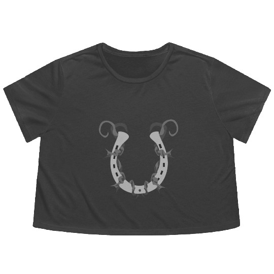 Horseshoe Wrapped in Barbed Wire Flowy Cropped Tees