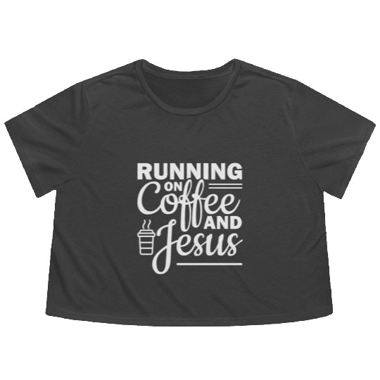 Running on coffee and jesus Flowy Cropped Tees