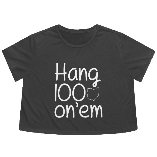 Hang 100 On Em college football funny Flowy Cropped Tees