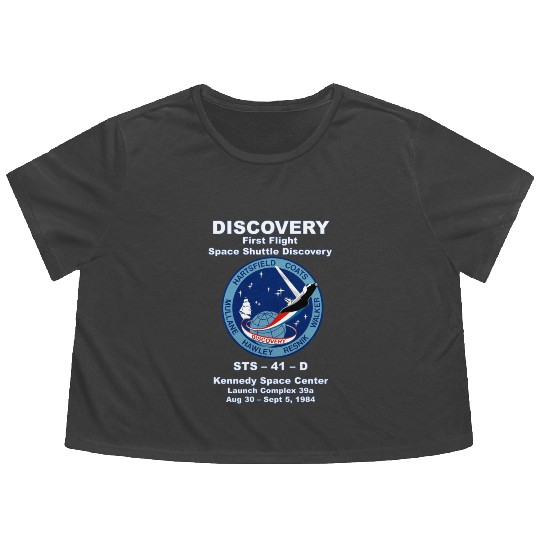 NASA Space Shuttle STS-41-D Vintage Crew Flowy Cropped Tees