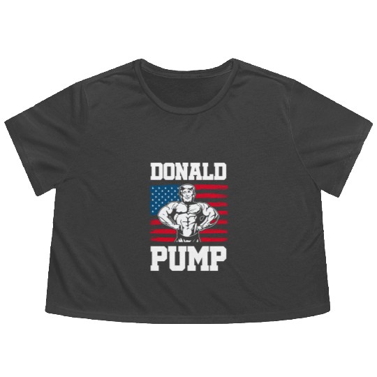 Donald Pump Trump Workout Patriotic Fitness Gym Fu Flowy Cropped Tees
