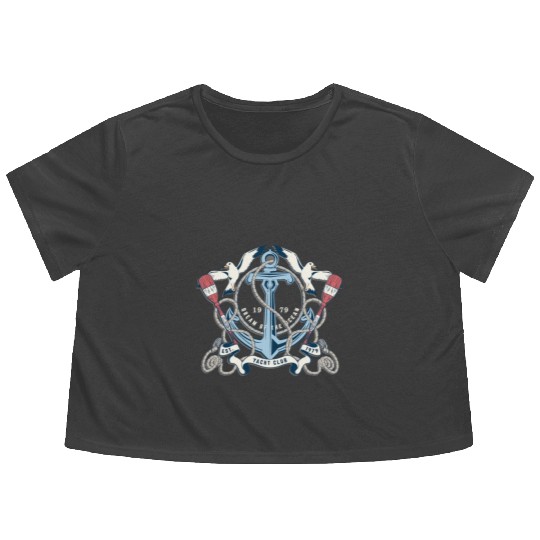 Yacht Club - Awesome sailor Gift Flowy Cropped Tees