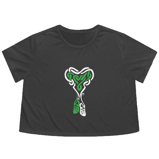 Irish Step Dancing Celtic Knot Heart Flowy Cropped Tees
