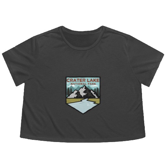 Retro Vintage Crater Lake National Park Gift Flowy Cropped Tees