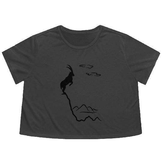 Mountain ibex, mountain goat Flowy Cropped Tees