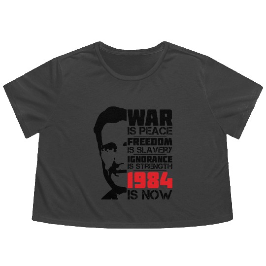 War is peace, George Orwell Portrait, 1984 Flowy Cropped Tees
