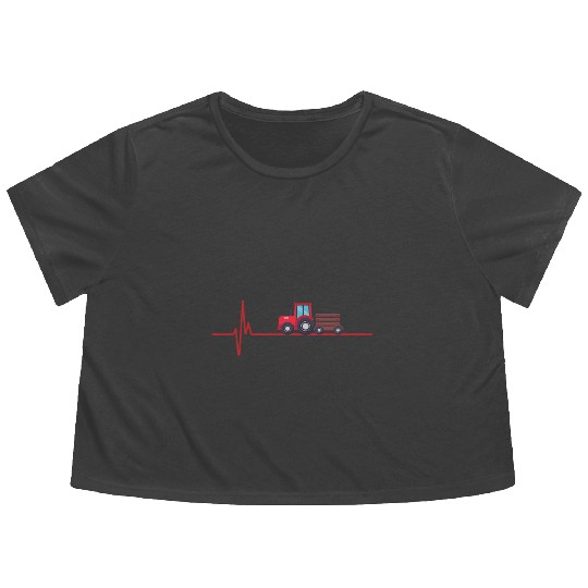 Tractor heartbeat farmer tractor farmer Flowy Cropped Tees