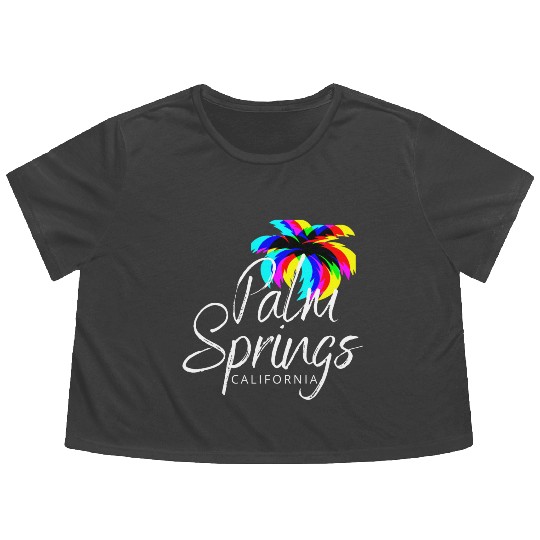 Palm Springs Neon Tree (White) Flowy Cropped Tees