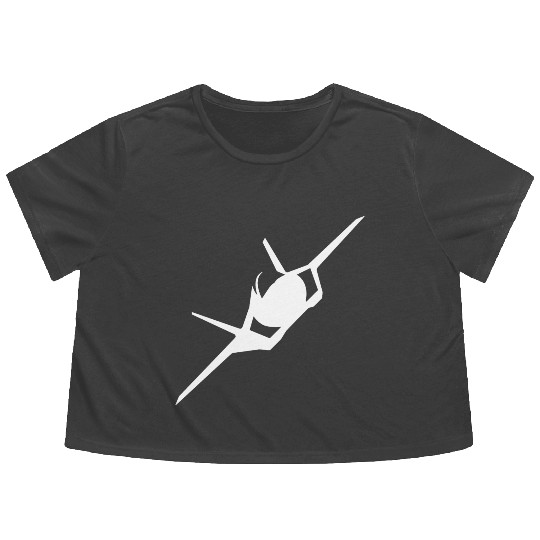 F-35 Lightning II Military Fighter Jet Aircraft Flowy Cropped Tees