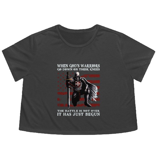 When God'S Warriors Go Down On Their Knees Knight Flowy Cropped Tees