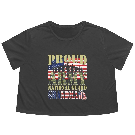 Proud Army National Guard Grandma Flowy Cropped Tees