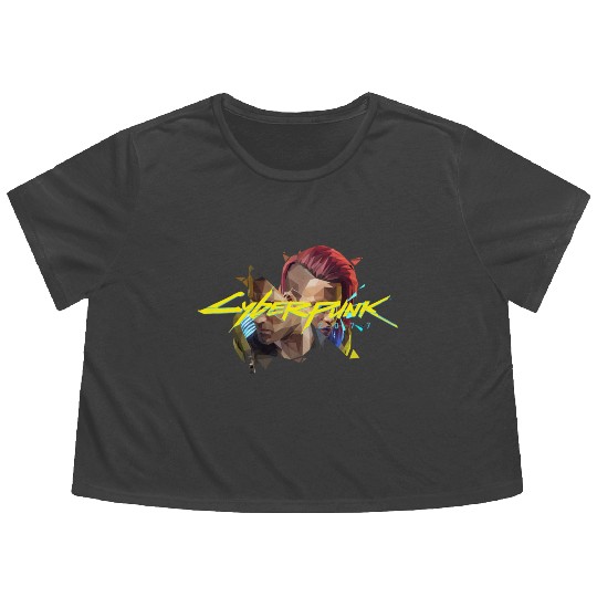 cyberpunk 2077 Flowy Cropped Tees