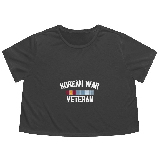 Korean War Veteran Pride Korea Service Ribbon Flowy Cropped Tees