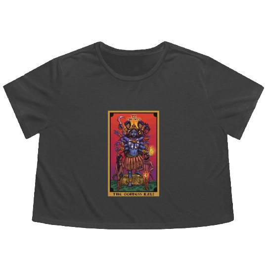 The Goddess Kali The Devil Tarot Card Hindu Indian Flowy Cropped Tees