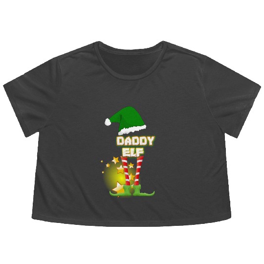 Daddy Elf Daddy Elf Daddy Elf Flowy Cropped Tees