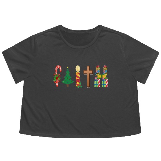 Faith Christian Christmas Flowy Cropped Tees