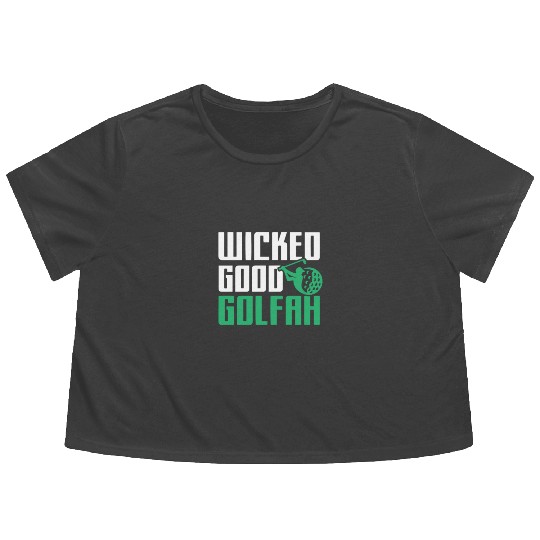 Funny New England Accent, Wicked Good Golfer Gift Flowy Cropped Tees