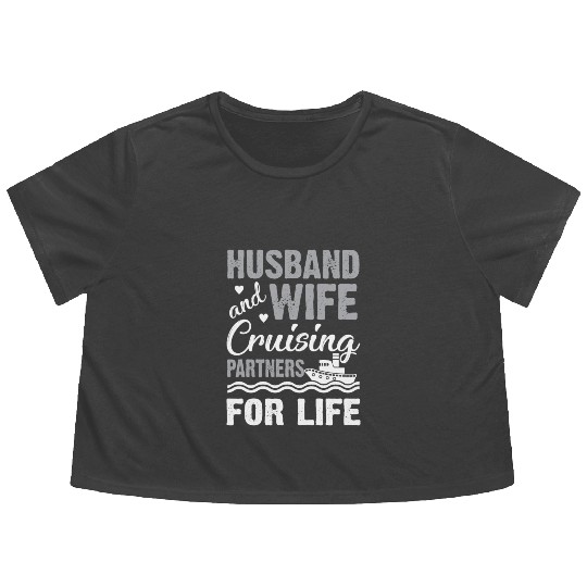 Cruising Partner Couple Cruise Ship Husband Wife Flowy Cropped Tees