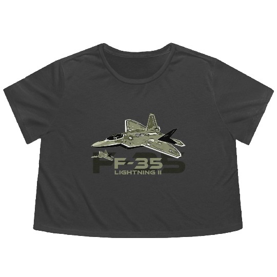 F-35 Lightning fighter jet Flowy Cropped Tees