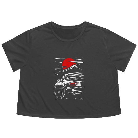 Miata mx5 JDM car Flowy Cropped Tees