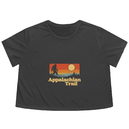 Appalachian Trail Bigfoot Outdoor Lover Vintage 80 Flowy Cropped Tees