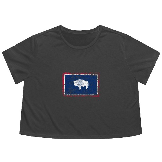 Wyoming ensign flag used look Flowy Cropped Tees