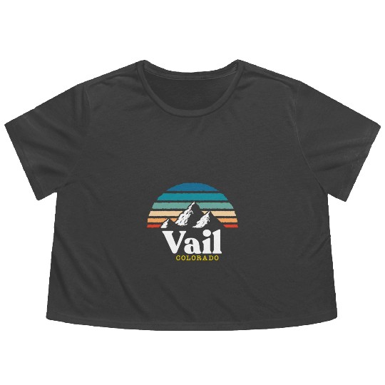Vail Colorado Usa Ski Resort 1980S Retro Gift Flowy Cropped Tees