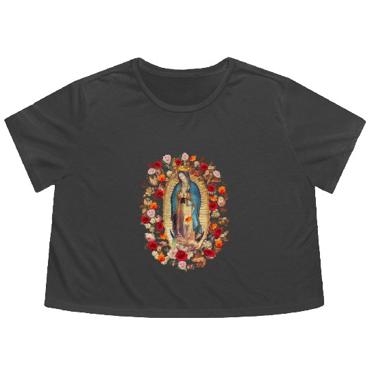 Our Lady Of Guadalupe Mexico Virgin Mary Tilma Pro Flowy Cropped Tees