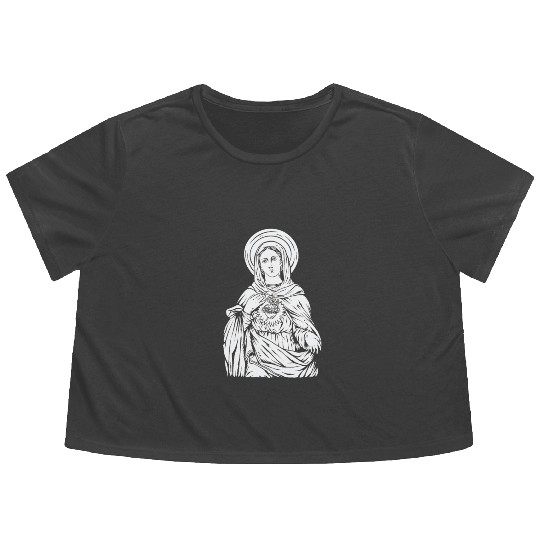 Holy virgin mary christian mother of Jesus Christ Flowy Cropped Tees