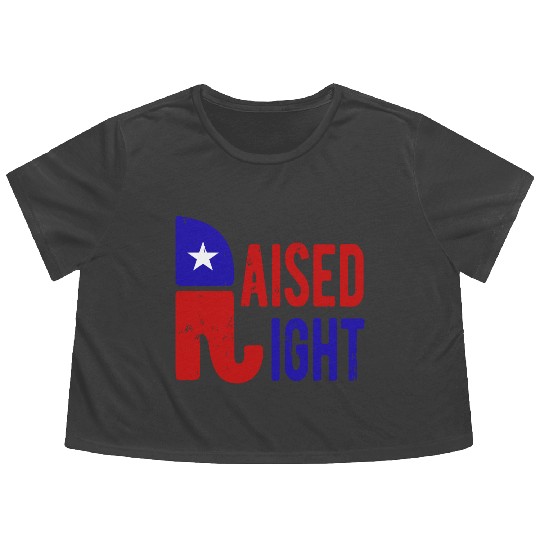 Raised Right Proud Republican Elephant Logo Usa Flowy Cropped Tees
