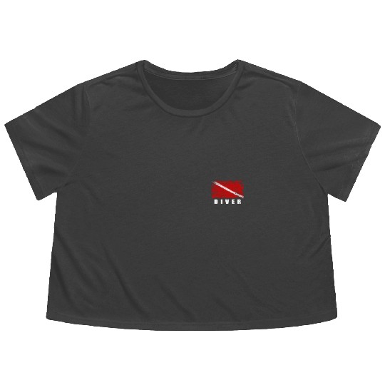 Pure Mini Diver Flag - Divers and Scuba Diving Flowy Cropped Tees