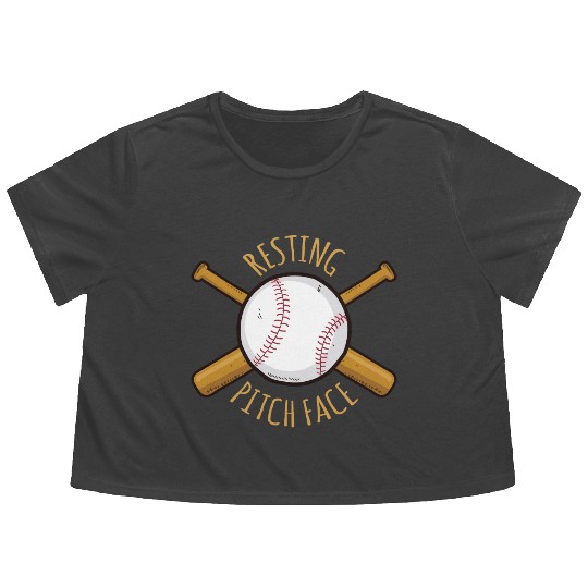 Game Day Baseball Resting Pitch Face Flowy Cropped Tees