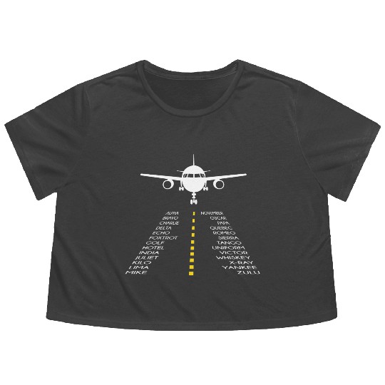 Pilot Airplane / Plane Phonetic Pilot's Alphabet Flowy Cropped Tees