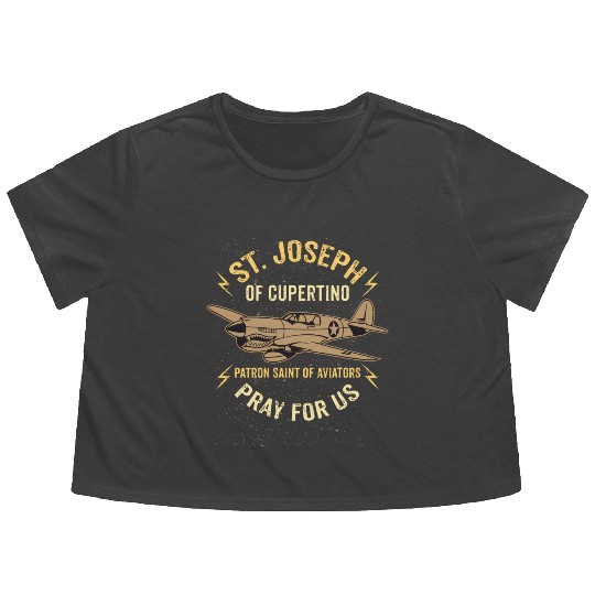 St Joseph Of Cupertino Patron Saint Of Pilots Avia Flowy Cropped Tees