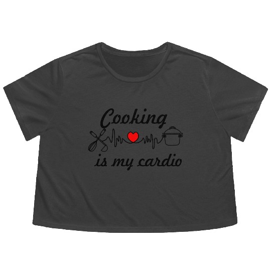 Cooking is my cardio Flowy Cropped Tees