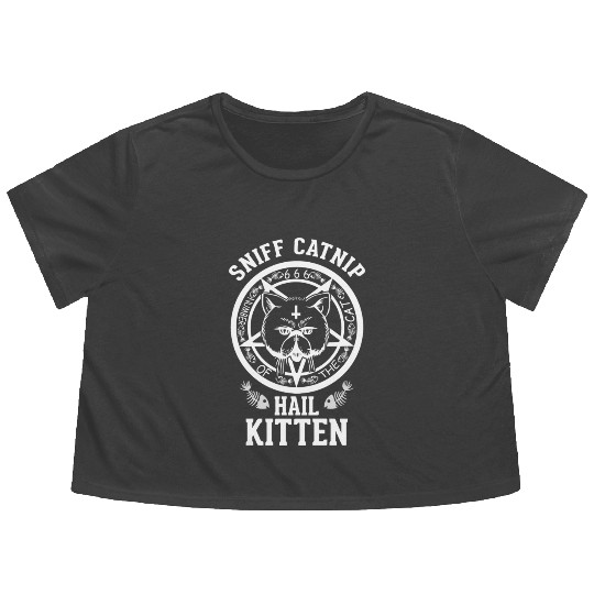 High Cat Sniff Catnip Hail Kitten Flowy Cropped Tees