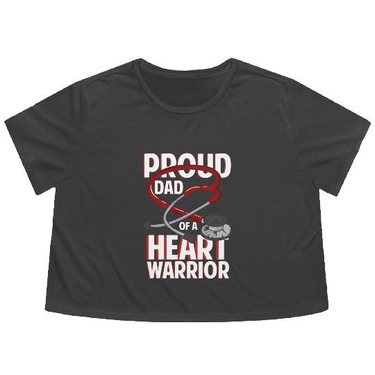 Proud Dad Of A Heart Warrior Coronary Disease CHD Flowy Cropped Tees