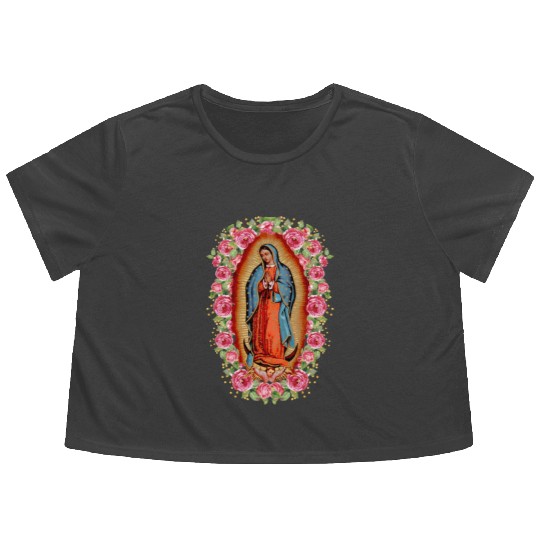 Our Lady Virgen De Guadalupe Virgin Mary Flowy Cropped Tees