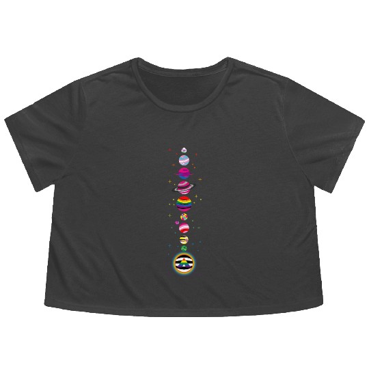 Solar System LGBT Flowy Cropped Tees