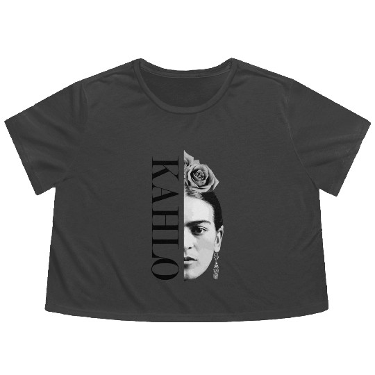 Frida Kahlo Split Portrait Gift Flowy Cropped Tees