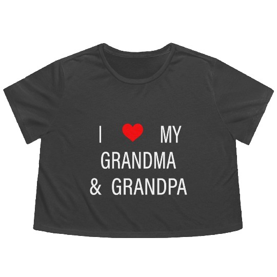 I Love My Grandma and Grandpa Flowy Cropped Tees