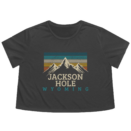 Jackson Hole Wyoming Vintage Mountains Nature Souv Flowy Cropped Tees
