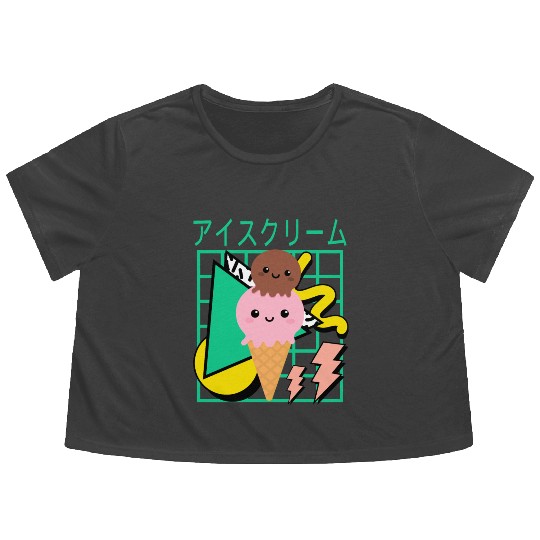 The 90s Japanese Kawaii Ice Cream Flowy Cropped Tees