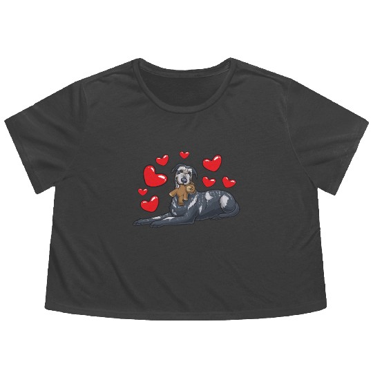 Irish Wolfhound Dog With Stuffed Animal Flowy Cropped Tees